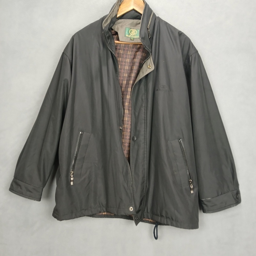 Vintage Paolo Gucci Golf Jacket Mens Small Black Mock Neck‎ Full Zip Outerwear